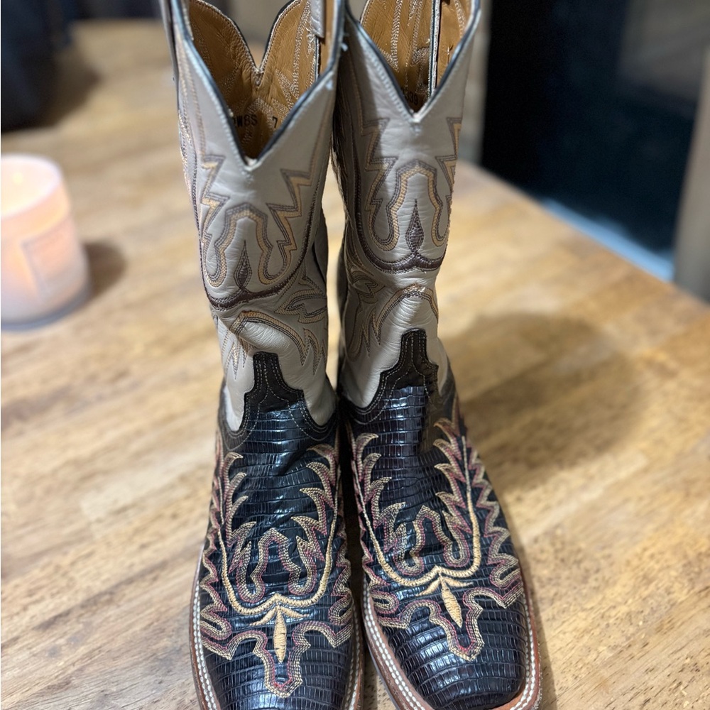 Lucchese Black and Tan Western Boots